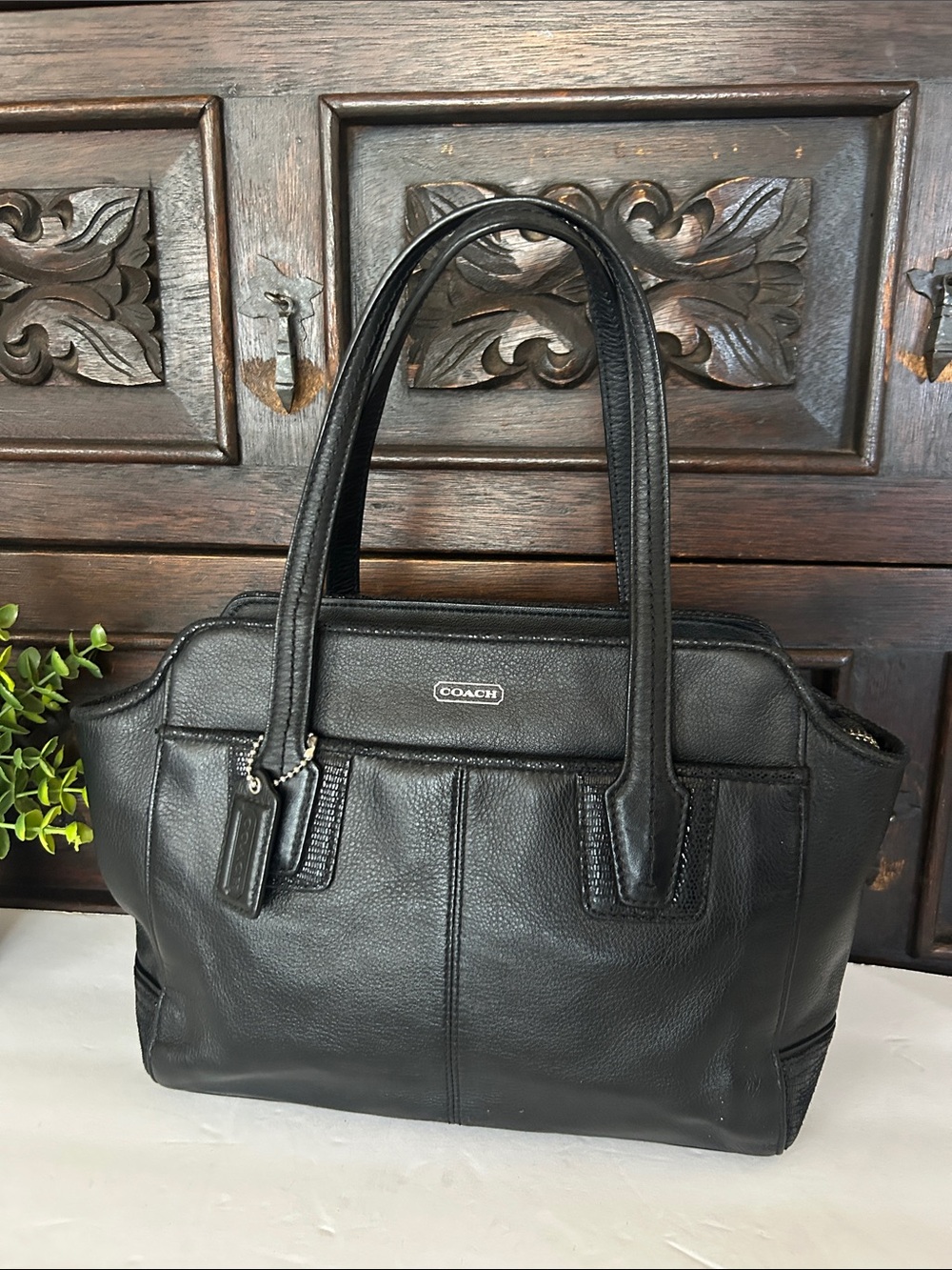 Coach Black Leather Shoulder Tote